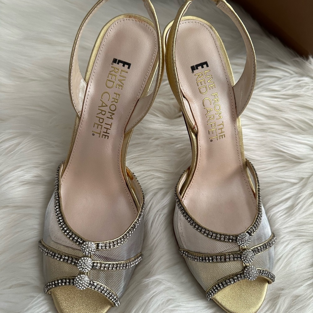 Gold Rhinestone Embellished Heels